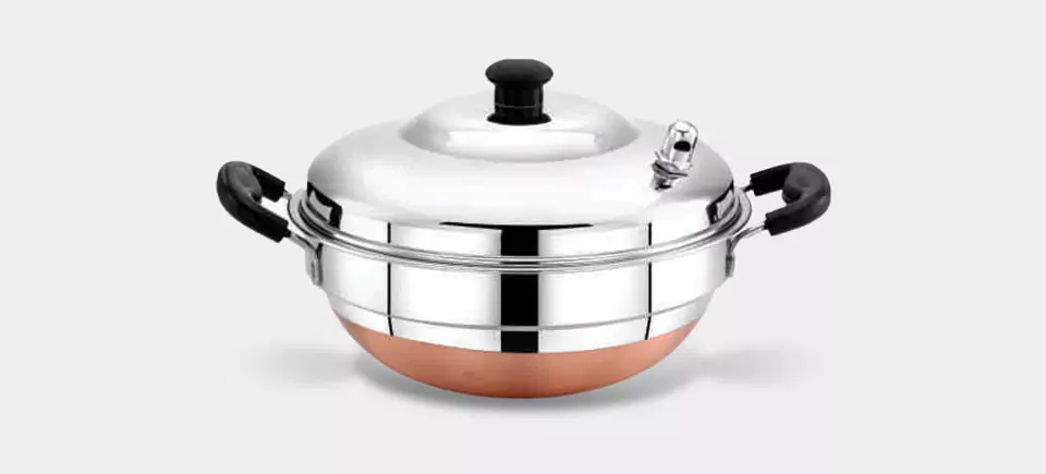 Stainless Steel Smarty Idly Cooker - copper Bottom