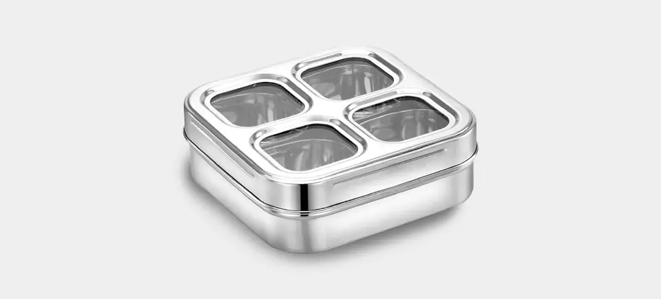 Dry Fruit Cum Spice Box stainless steel - 4 Square