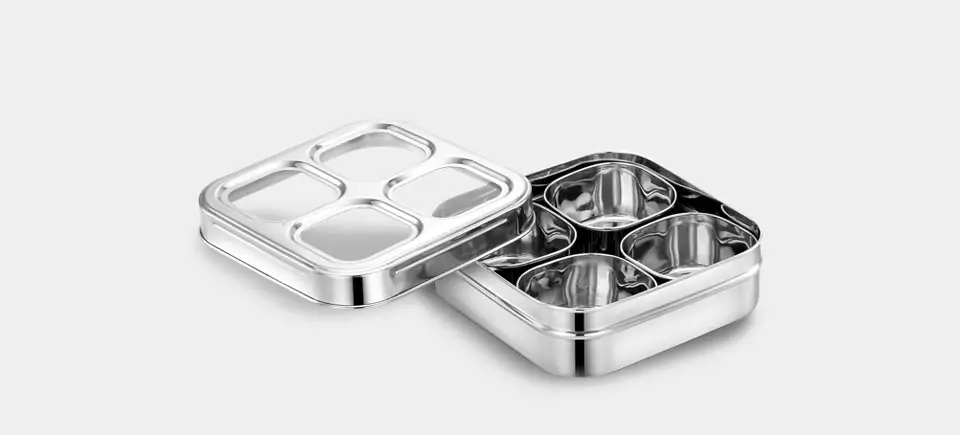 Dry Fruit Cum Spice Box stainless steel - 4 Square